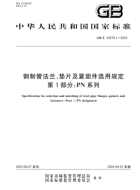 鋼制管法蘭、墊片及緊固件選用規(guī)定 第1部分：PN系列國標(biāo)/T 43079.1-2023